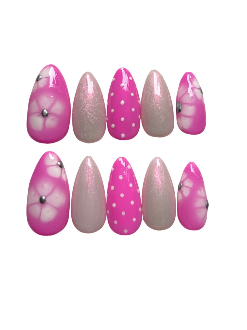 Bright Pink Floral Press-On Nail Set - Women Accessories
